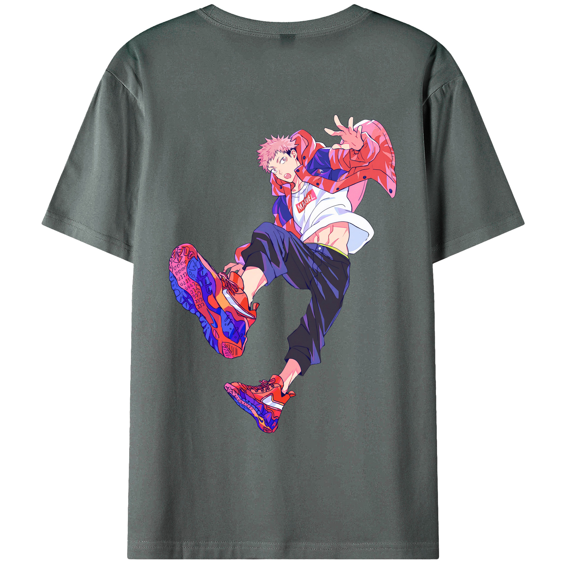 （画像用） 呪術廻戦 Jujutsu Kaisen 綿100％ メンズ半袖Tシャツ（バックプリント） 通気性